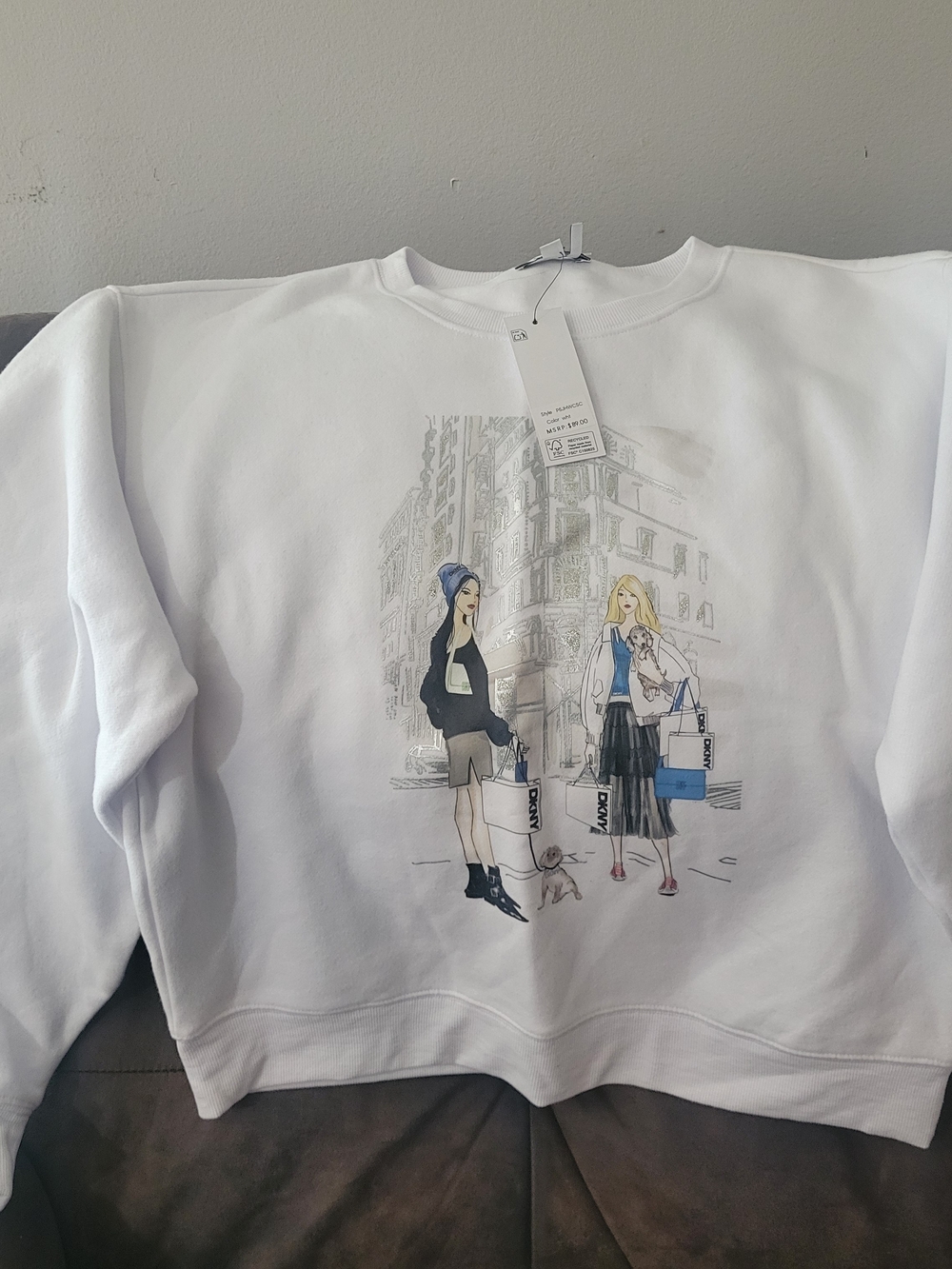 DKNY White Graphic Women's Sweatshirt